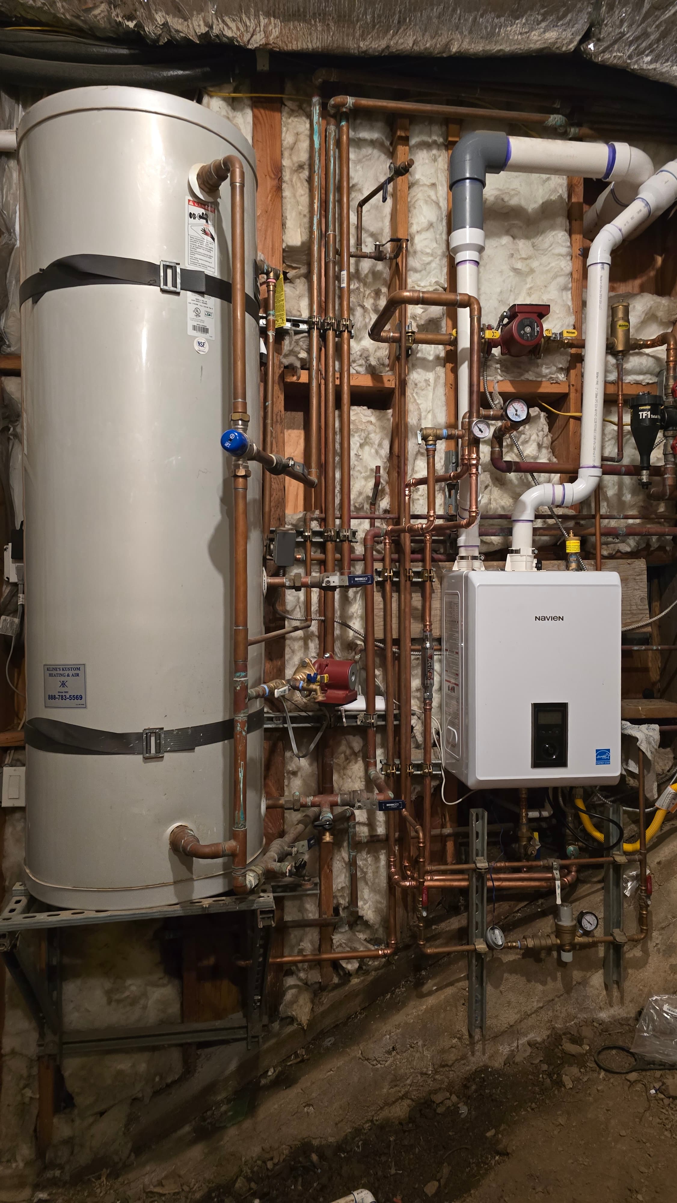 Multi-line repipe — soldered, pressure-tested, and labeled